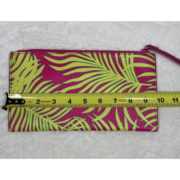 Vera Bradley Tropical Wristlet Slim Zip Close Pink Yellow Tropical Hawaiian - Picture 2 of 4